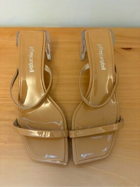Jeffrey Campbell Nude Patent Clear Block Heel Sandals